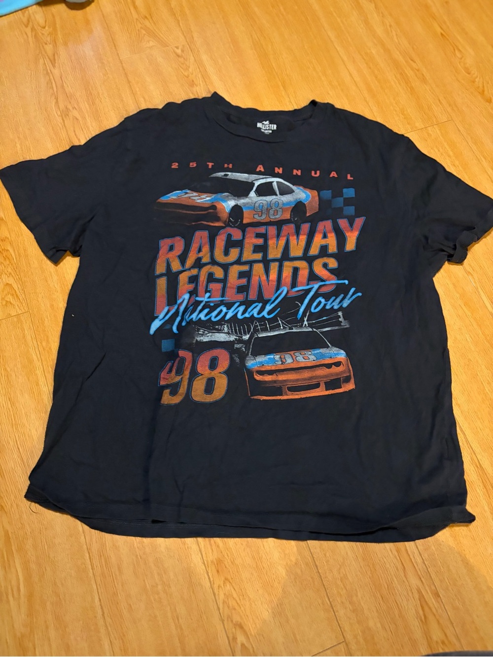 Hollister Black 'Raceway Legends' Short Sleeve Graphic Tee